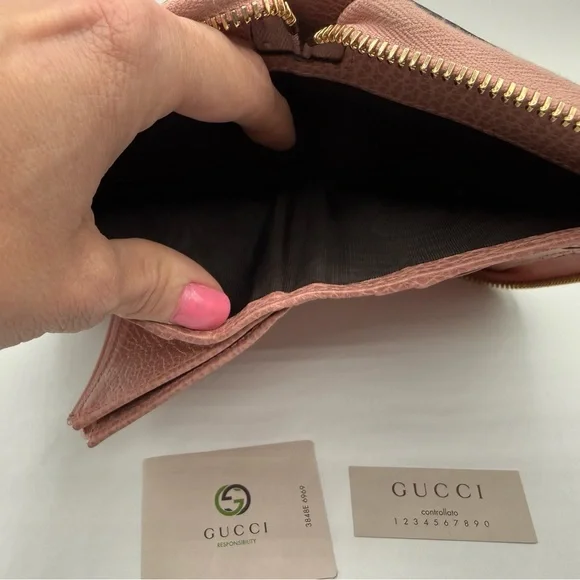 Gucci Interlocking G zip-around wallet - light pink leather + FREE COA! - Picture 7 of 10